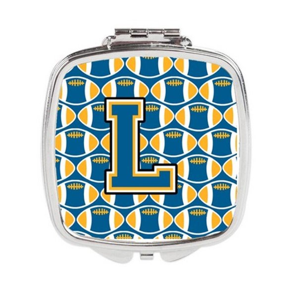 Carolines Treasures Letter L Football Blue and Gold Compact Mirror, 3 x 0.3 x 2.75 in. CJ1077-LSCM